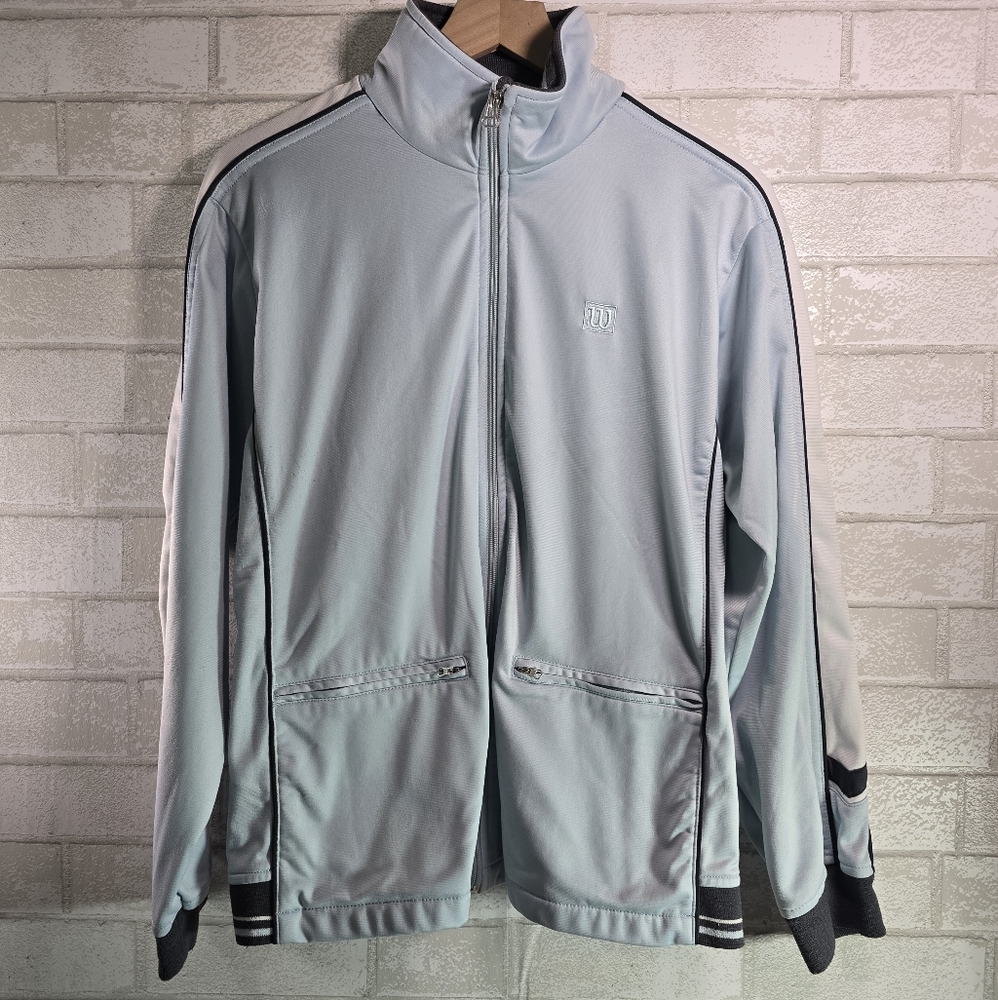 Wilson Athletic Jacket Light Blue & Gray Full Zip Pockets Tennis Track Women's L